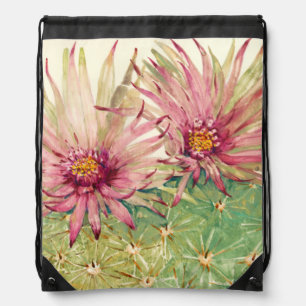 Cactus Pink Blossoms Drawstring Bag