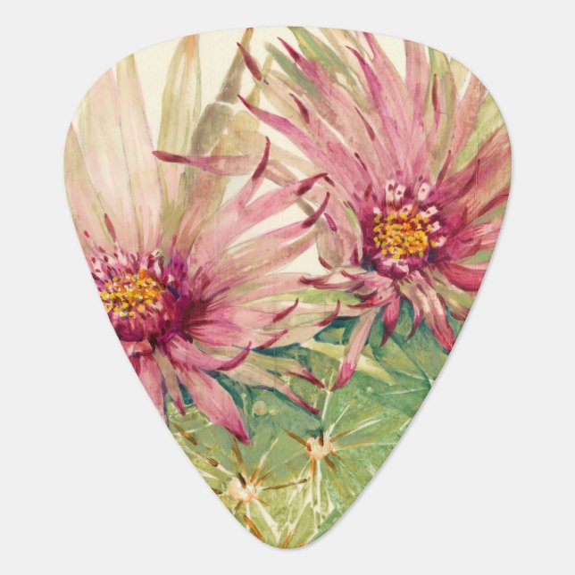 Cactus Pink Blossoms Guitar Pick (Front)