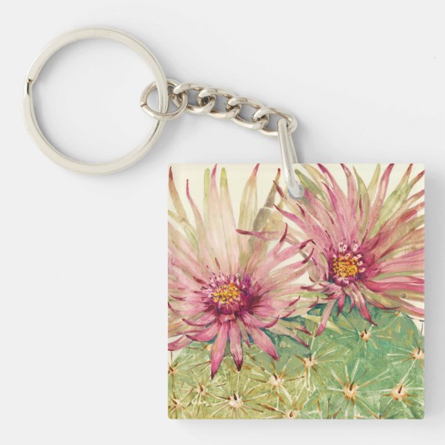 Cactus Pink Blossoms Keychain (Front)