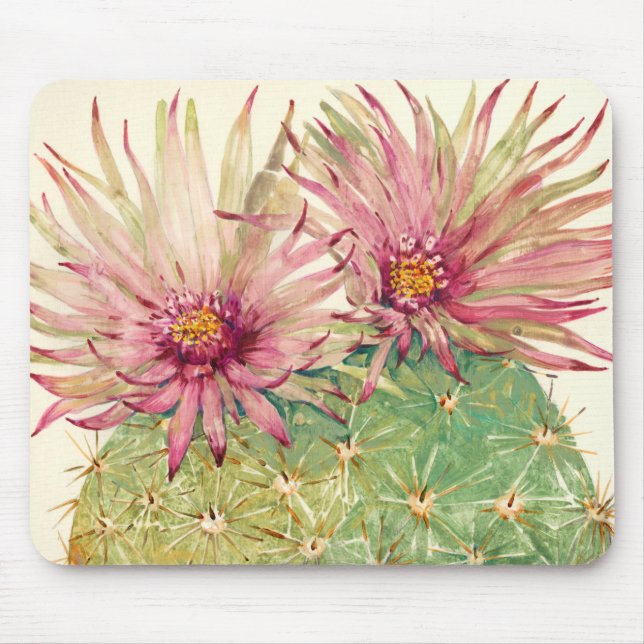 Cactus Pink Blossoms Mouse Pad (Front)
