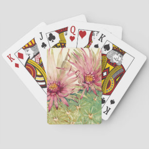 Cactus Pink Blossoms Poker Cards