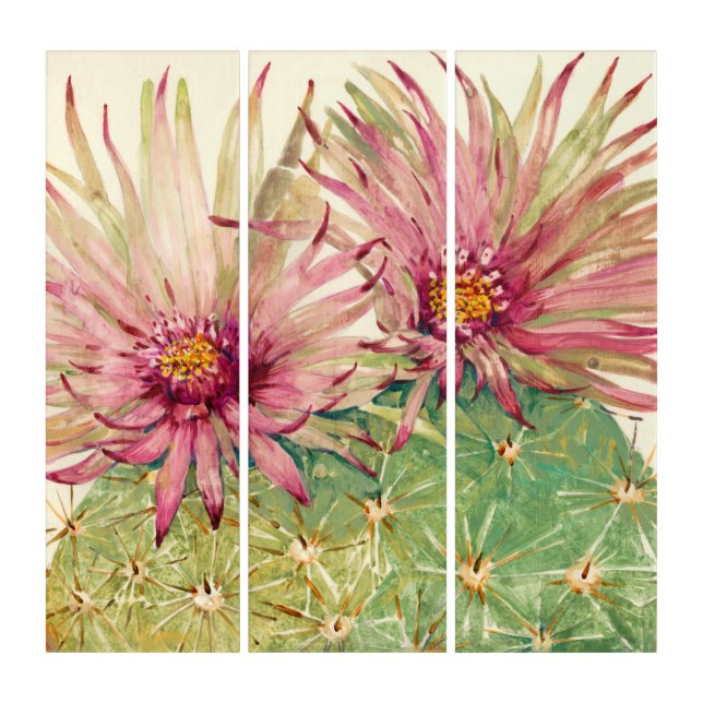 Cactus Pink Blossoms Triptych (Front)