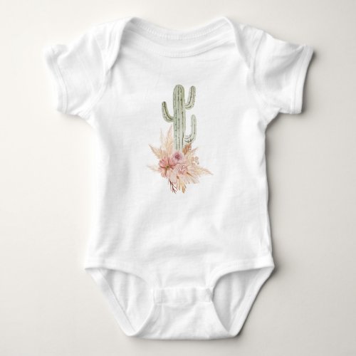Cactus Pink Floral Pampas Grass  Baby Bodysuit