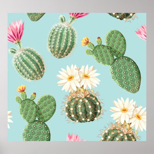 Cactus, pink flowers: light decor (Front)