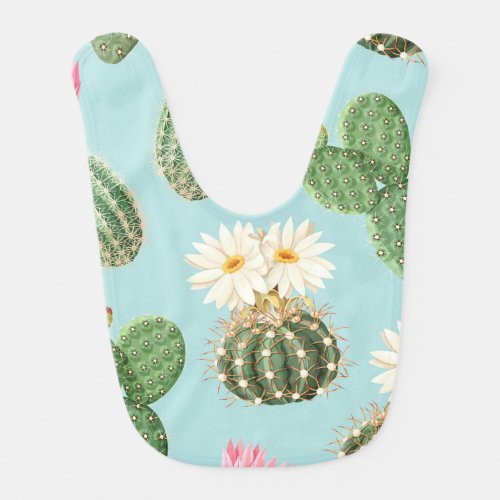 Cactus pink flowers light decor baby bib