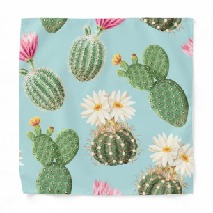 Cactus, pink flowers: light decor bandana