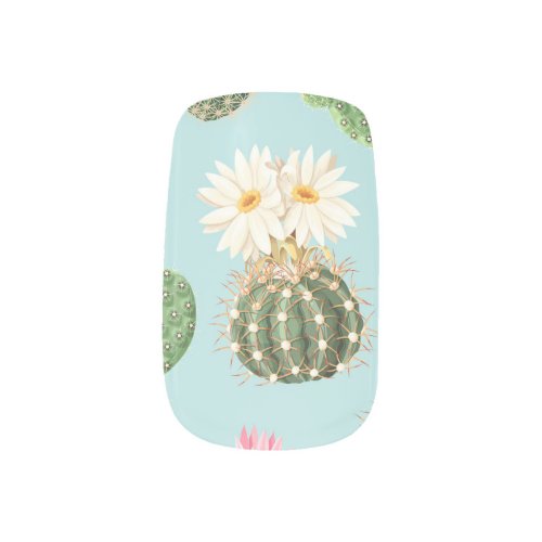 Cactus pink flowers light decor minx nail art