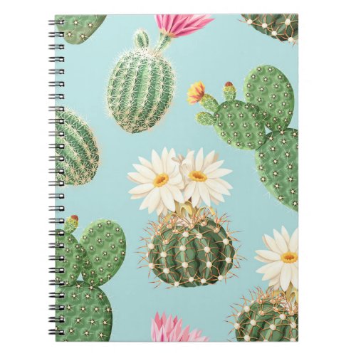 Cactus pink flowers light decor notebook
