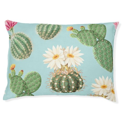 Cactus pink flowers light decor pet bed