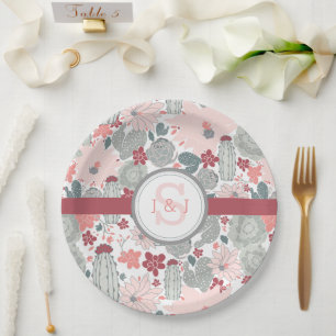Cactus Pink Mint Succulents Cacti Plants Paper Plates