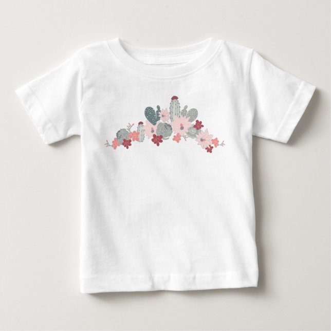 Cactus Pink Mint Succulents Desert Plants Motif Baby T-Shirt (Front)