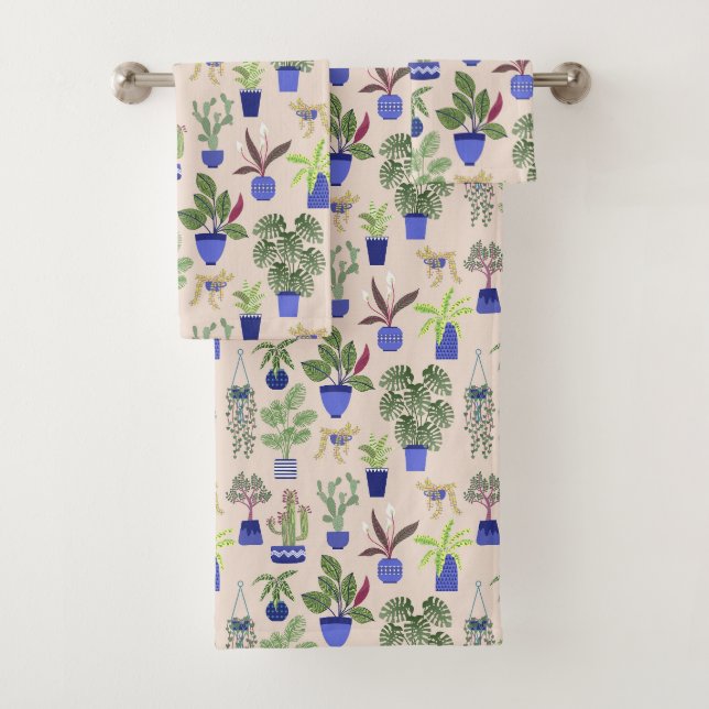 Cactus Pink Pattern Bath Towel Set (Insitu)