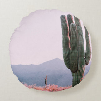 CACTUS PLANT BESIDE ORANGE LEAFED PLANT ROUND PILLOW