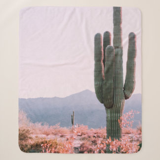 CACTUS PLANT BESIDE ORANGE LEAFED PLANT SHERPA BLANKET