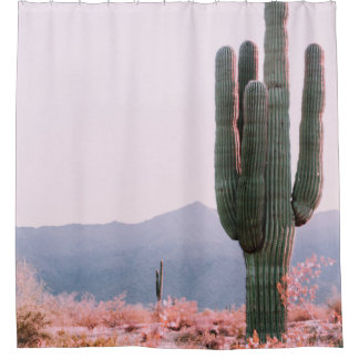 CACTUS PLANT BESIDE ORANGE LEAFED PLANT SHOWER CURTAIN