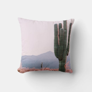 CACTUS PLANT BESIDE ORANGE LEAFED PLANT THROW PILLOW