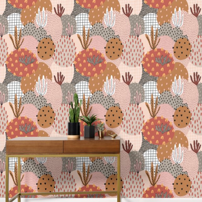 Cactus Plant Big Bold Abstract Pattern Wallpaper (Cactus Plant Big Bold Modern Abstract Pattern wallpaper from Ricaso. Ideal for any room)
