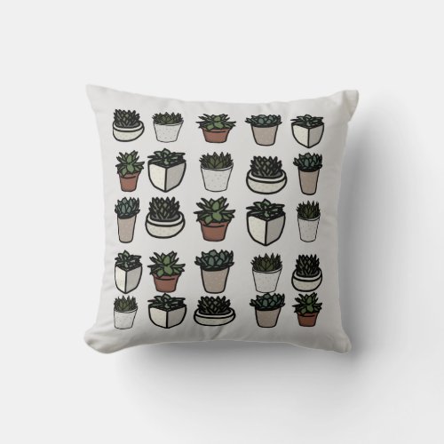 Cactus plant funky pattern throw pillow