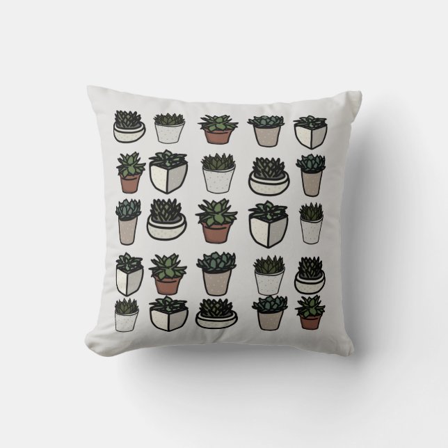 Cactus plant funky pattern throw pillow (Front)