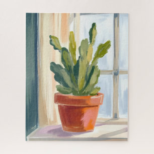 Cactus Plant Green Botanical Watercolor Jigsaw Puzzle