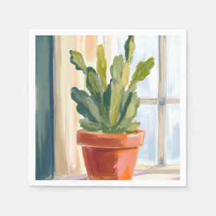 Cactus Plant Green Botanical Watercolor Napkins