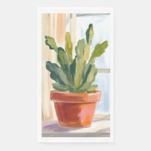 Cactus Plant Green Botanical Watercolor Paper Guest Towels