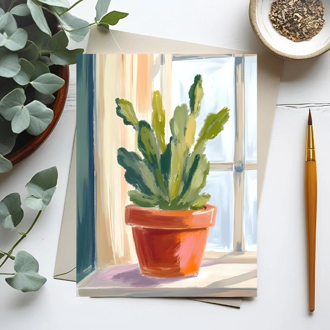 Cactus Plant | Green Botanical Watercolor Postcard (Creator Uploaded)