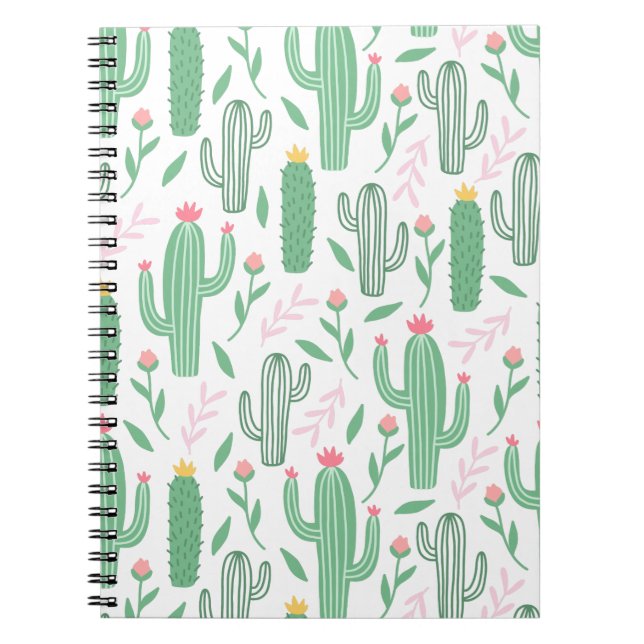 Cactus Plant Green Purple Pattern Notebook (Front)
