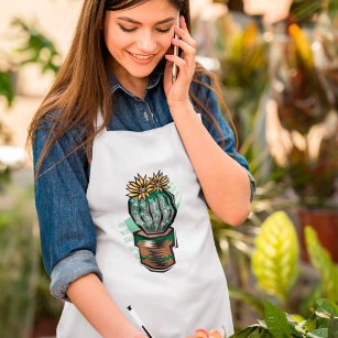 Cactus Plant In A Pot Adult Apron
