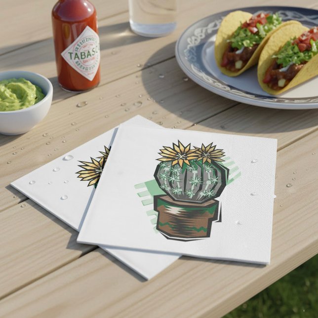 Cactus Plant In A Pot Napkins (Creator Uploaded)