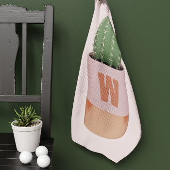 Cactus Plant Monogrammed Pink And Green Golf Towel by watermelontree at Zazzle