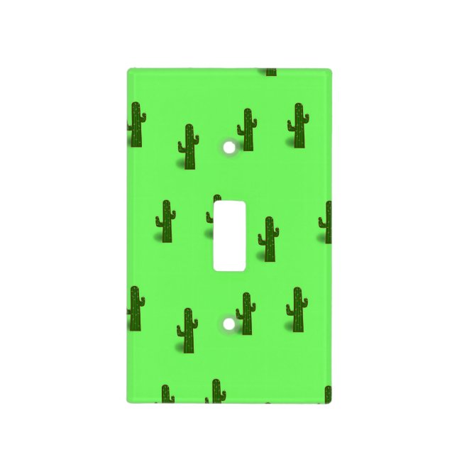 Cactus plant on light green switch cover (Front)