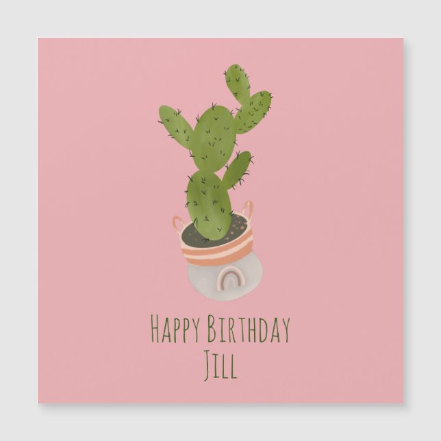 Cactus Plant Rainbow Basket Hand Drawn  (Front)