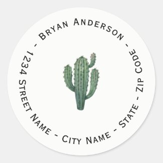 Cactus Plant Return Address Label