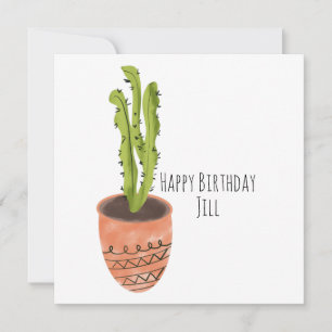Cactus Plant Terracotta Hand Drawn Birthday Card