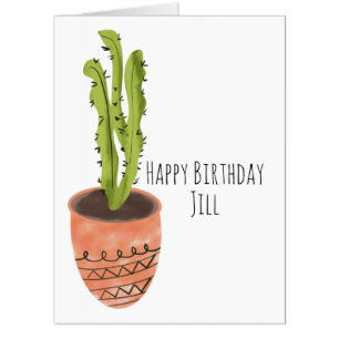 Cactus Plant Terracotta Hand Drawn Birthday Card