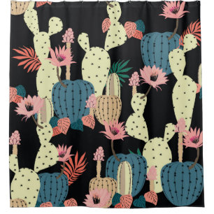 Cactus Plant: Vintage Botanical Pattern Shower Curtain