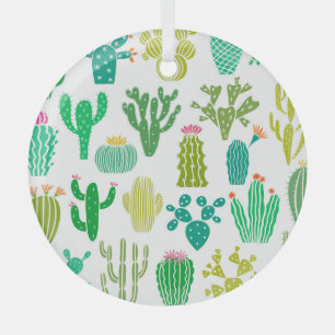 Cactus plant: vintage floral set. glass ornament