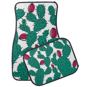 Cactus plant, vintage green seamless pattern. car floor mat