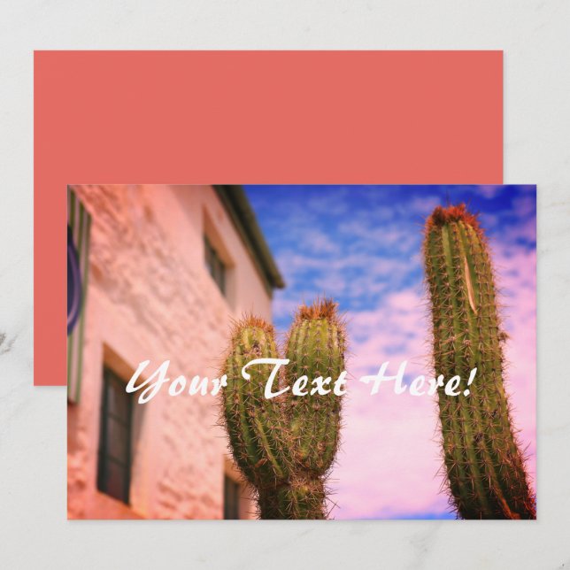Cactus Plants Building Sky City Invitation Card (Front/Back)