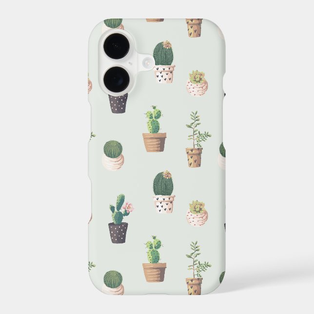 Cactus Plants Pattern Cute Illustration Iphone Case (Back)