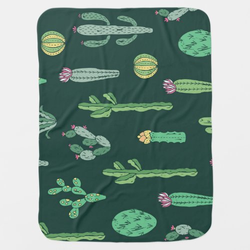 Cactus Plants Vintage Seamless Background Baby Blanket