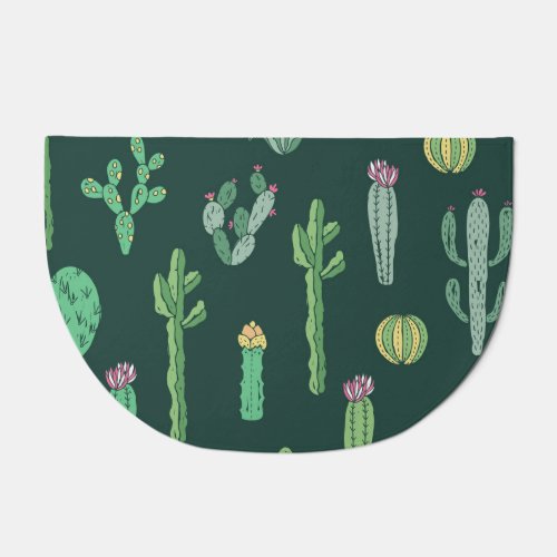 Cactus Plants Vintage Seamless Background Doormat