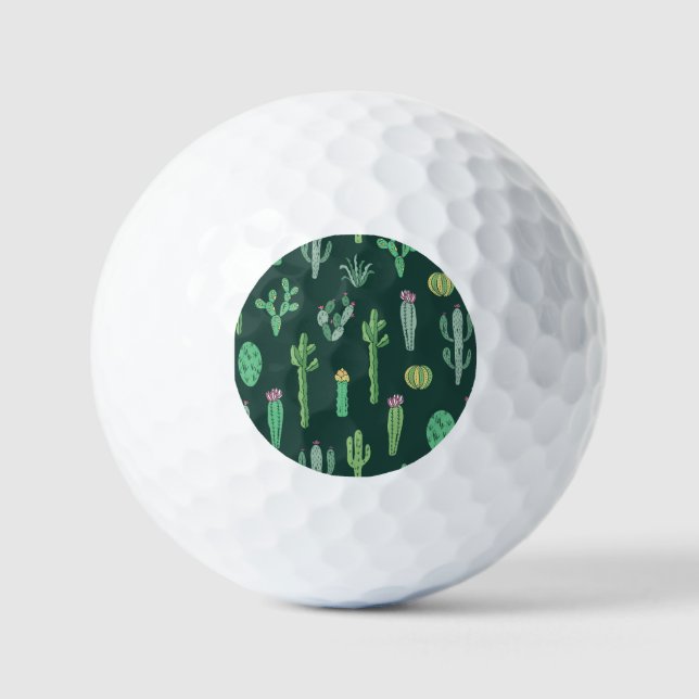 Cactus Plants: Vintage Seamless Background Golf Balls (Front)
