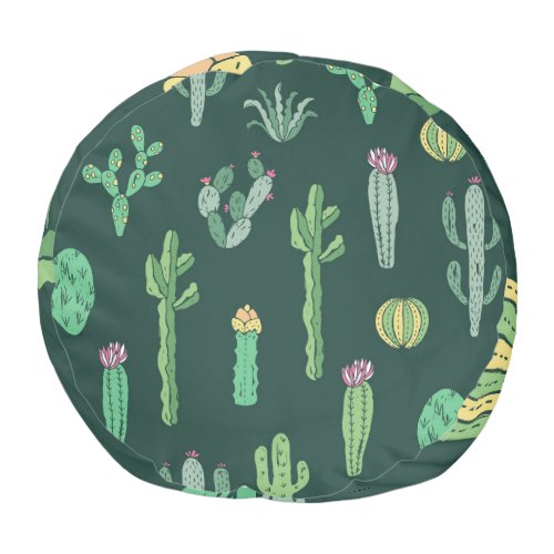 Cactus Plants Vintage Seamless Background Pouf