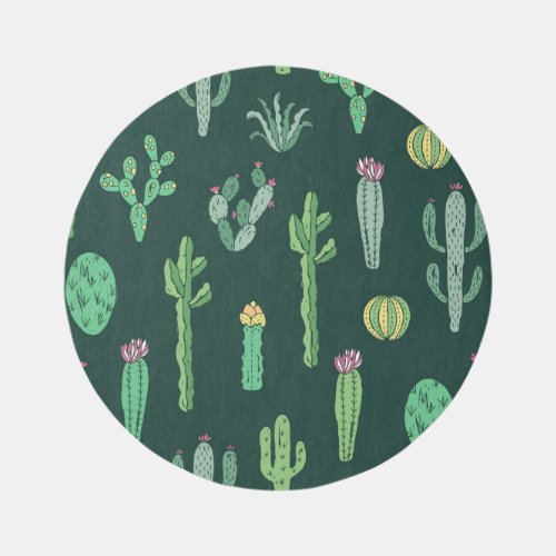 Cactus Plants Vintage Seamless Background Rug