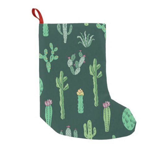 Cactus Plants Vintage Seamless Background Small Christmas Stocking