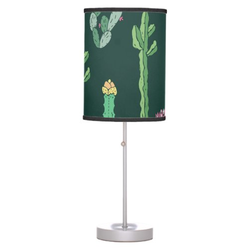 Cactus Plants Vintage Seamless Background Table Lamp