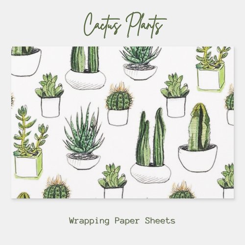 Cactus Plants Wrapping Paper Sheets
