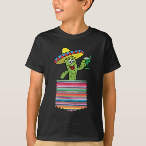 Cactus Pocket Serape Margarita Fiesta Party Gifts  T_Shirt